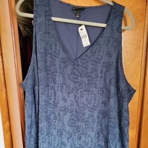 Blue embroidered tank